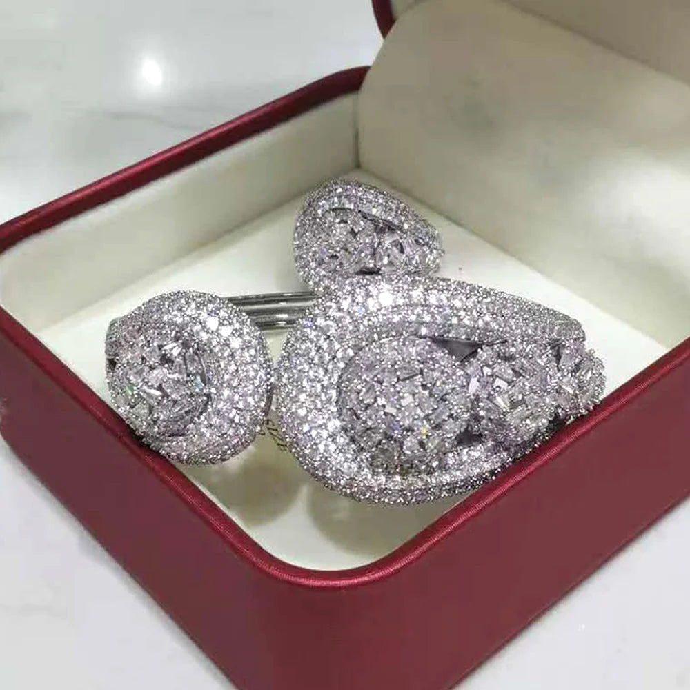 GODKI Personalize Luxury Lagos Big Bold BowKnot Bangles/Bracelet Ring Se For Women Wedding Full Zircon Dubai Bridal Jewelry 2026