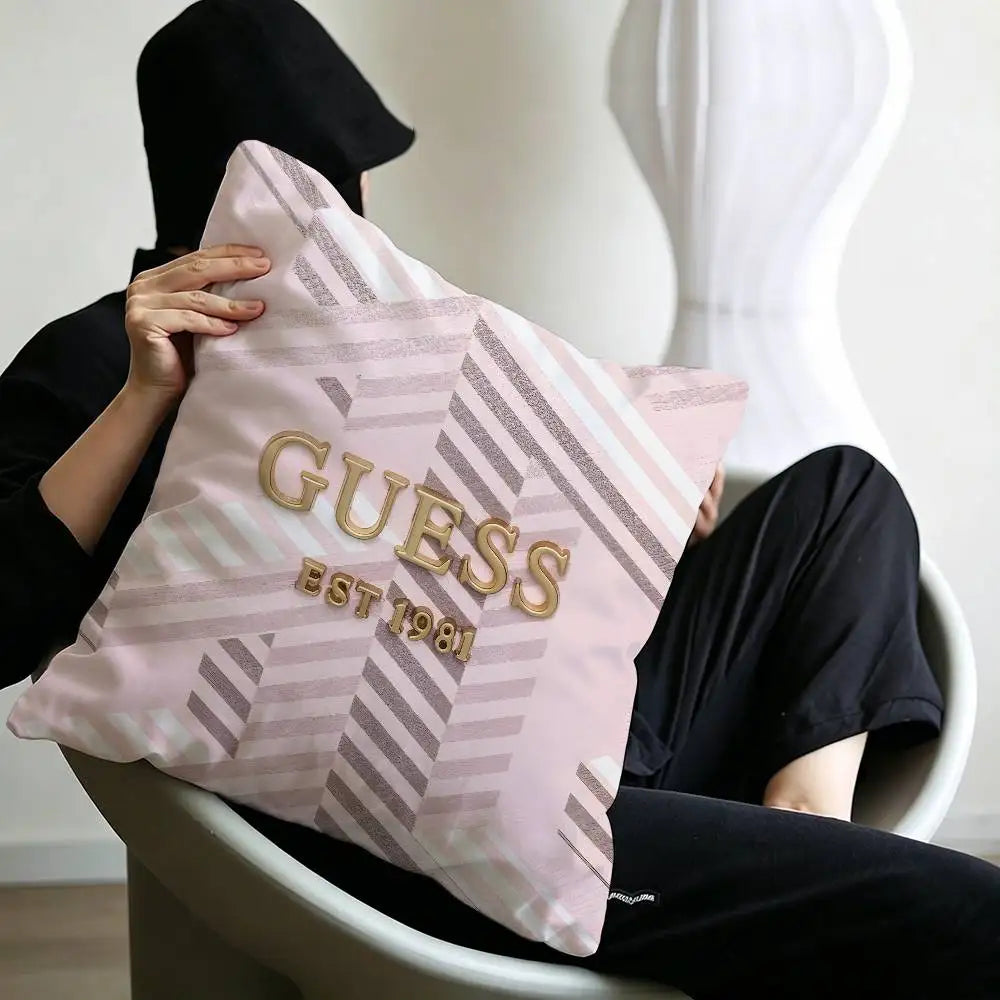 Fashion G_GuessS Logo Printed Pillow Gift Home Office Decoration Pillow Bedroom Sofa Car Cushion CoverPillow Case