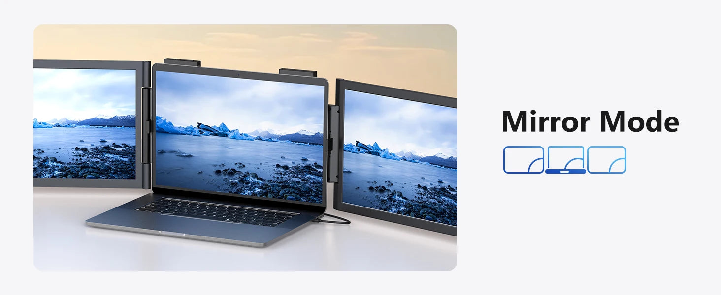 Amoudo14 Inch Dual Portable Monitor 1920*1080P IPS Portable Triple Monitor with USB-C Port for 14-16.5" Laptops Windows/Mac Xbox