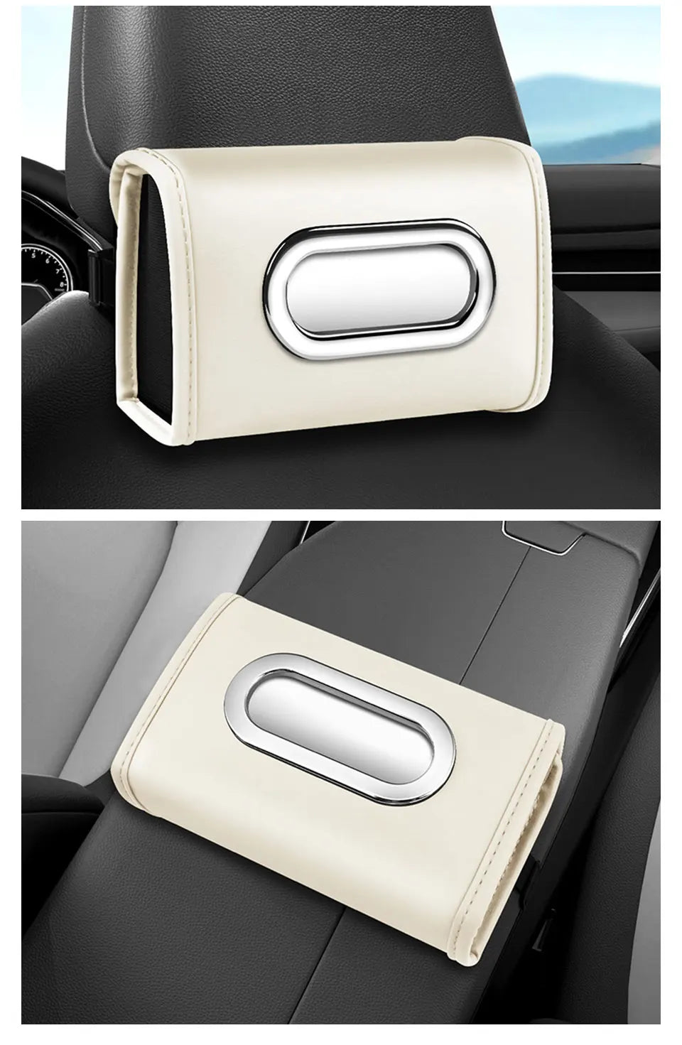 for Baojun 510 730 360 560 RS-5 530 630 Wuling Hongguang S Leather Car Tissue Bag Seat Back Hanger Kleenex Case Visor Napkin Box