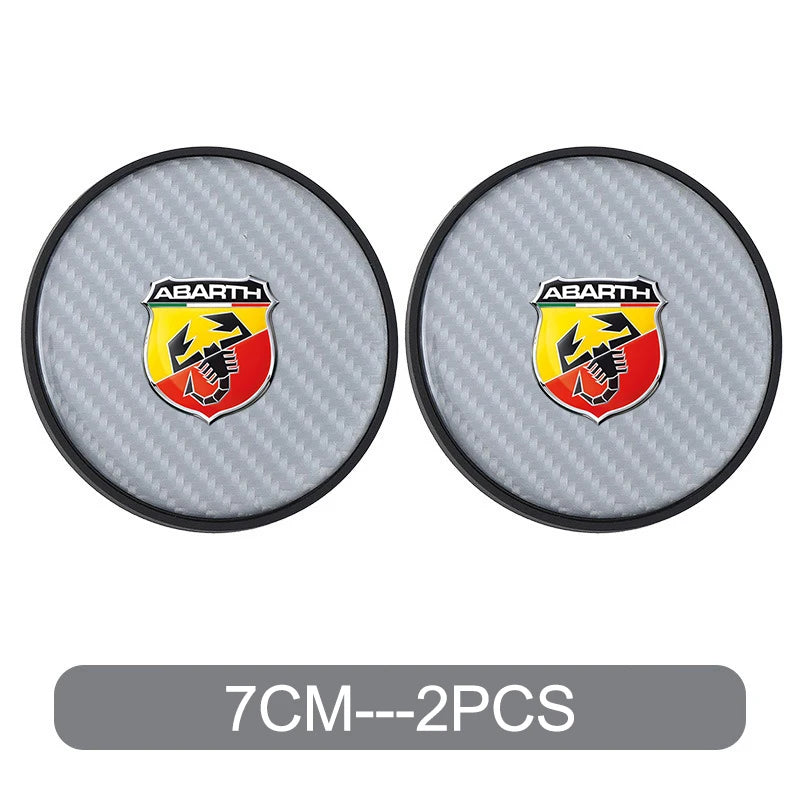 2PC Car Water Cup Pad Non Slip Coaster Drinks Mat For Abarth Punto 124 500 595 695 500X 500e Car Interior Auto Accessories