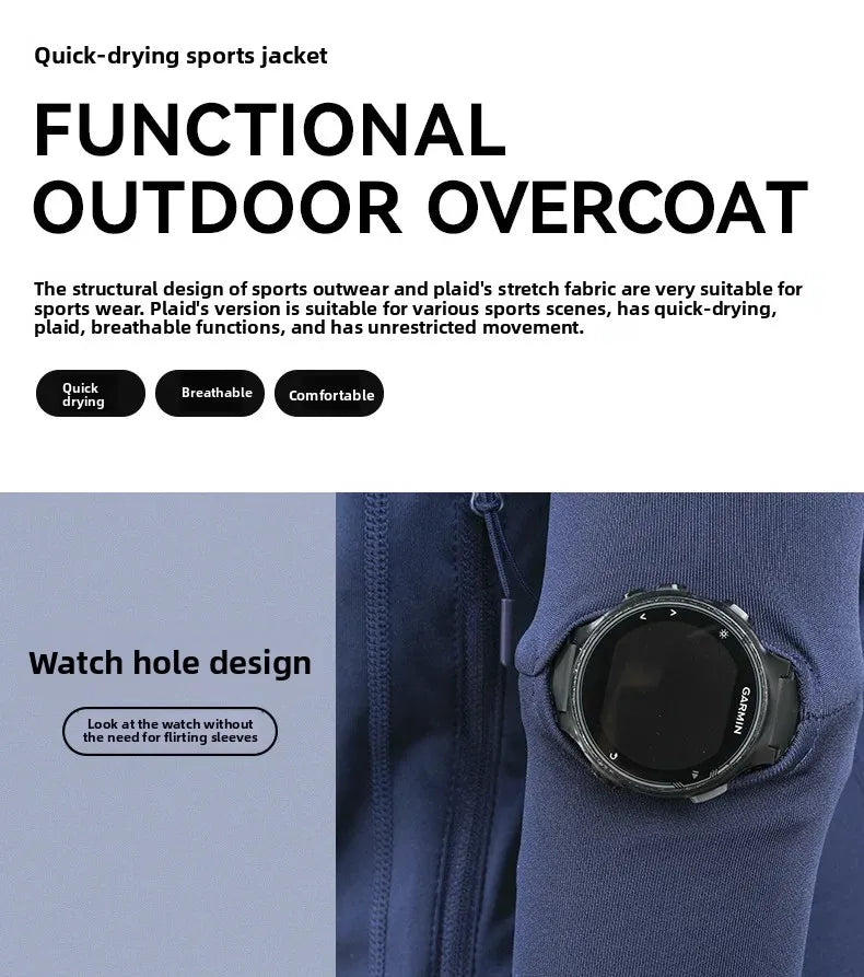 Men's Sport Jacket Quick Dry Fitness Clothes Casual Running Stand Collar Training Suit Flocking Milk Silk Running Outerwear