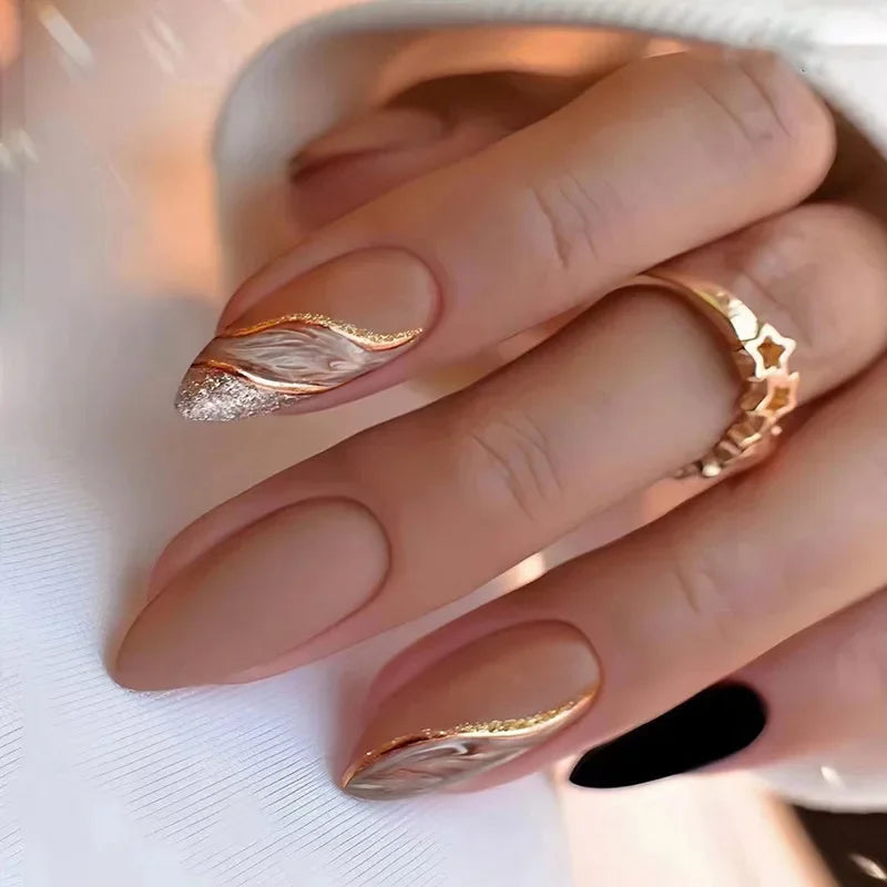 24Pcs/Set Sweet Love Fake Nail with Gradient French Press on Nails Reusable Short Full Cover Nail Tips for Women Wholesale