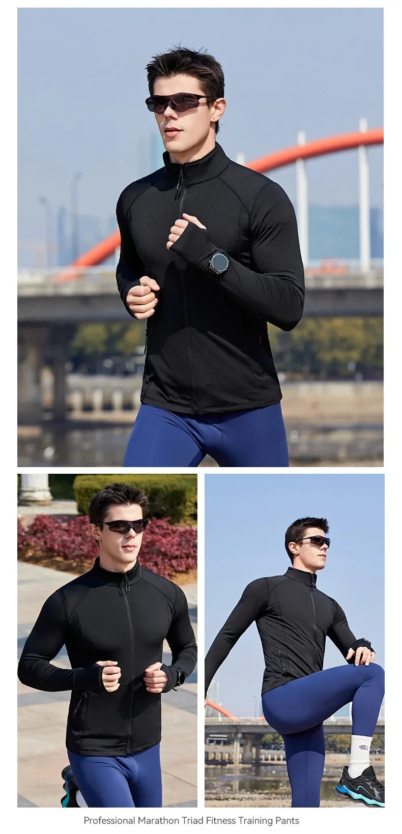 Men's Sport Jacket Quick Dry Fitness Clothes Casual Running Stand Collar Training Suit Flocking Milk Silk Running Outerwear