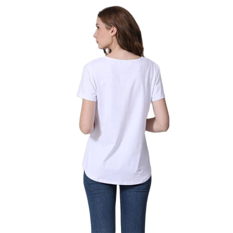 Plus Size Maternity T-Shirt Short Sleeve Stretch Cotton Breastfeeding Tees Loose Nursing Tops for Pregnant Women