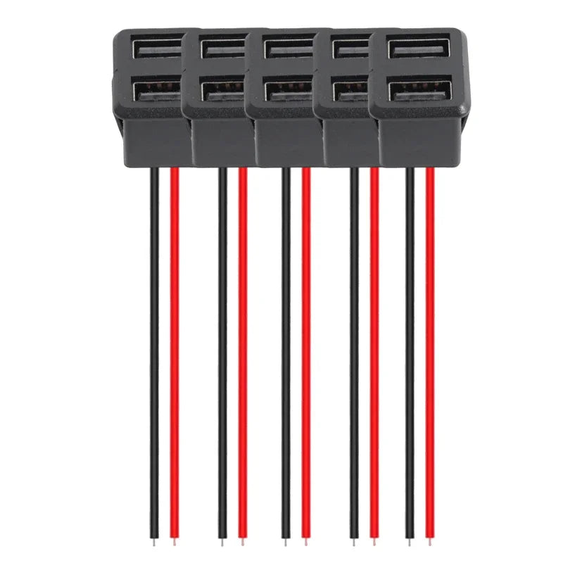 Black Double Layer Usb Female Type-C Socket Car Accessories 1-10pcs Usb Lamp Charging Female Power Socket with Cable Connector