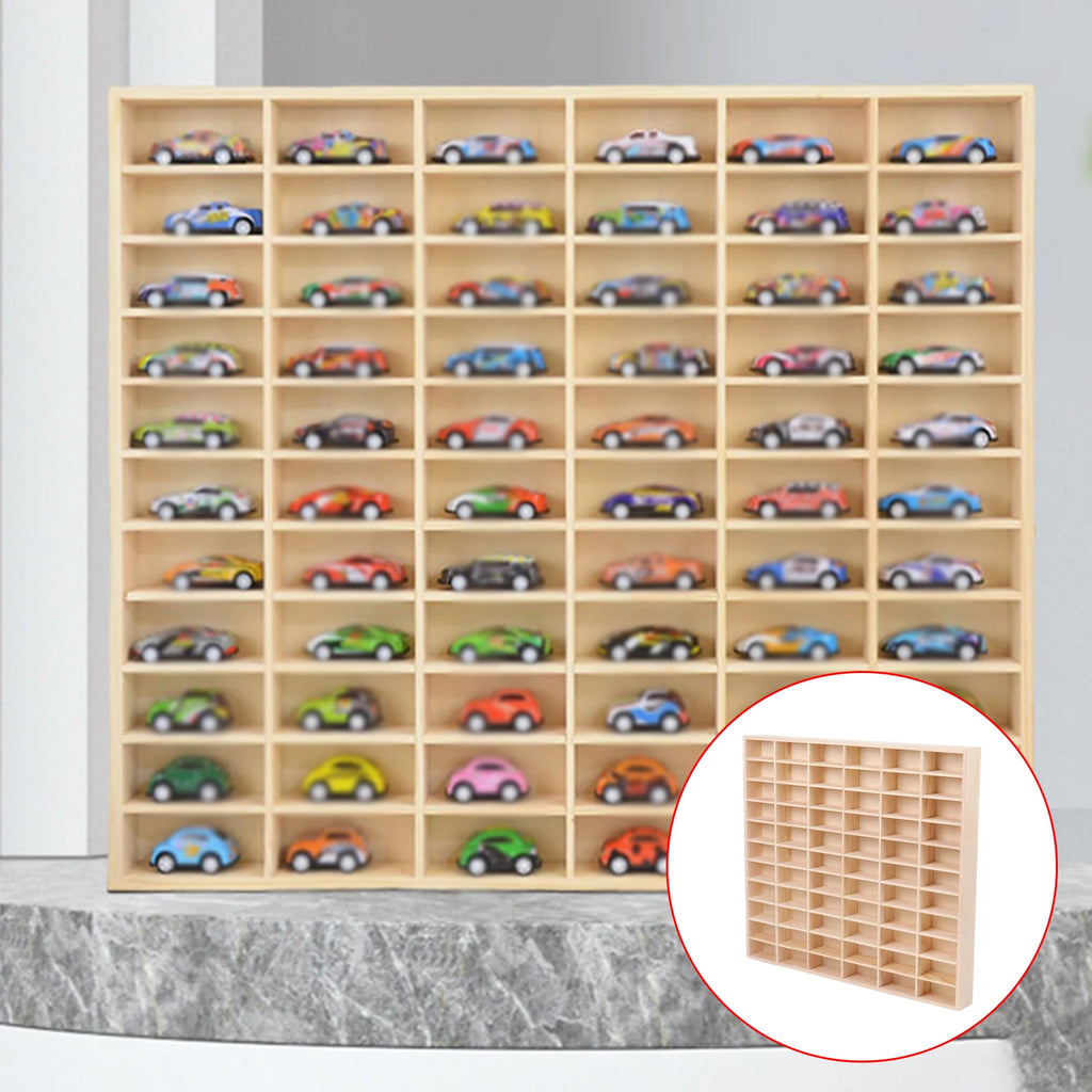 Wooden Multi-Grid Box Car Storage Display Box Hand-Held Storage Box Multi-Layer Display Cabinet Wall Toy Display Rack Stand