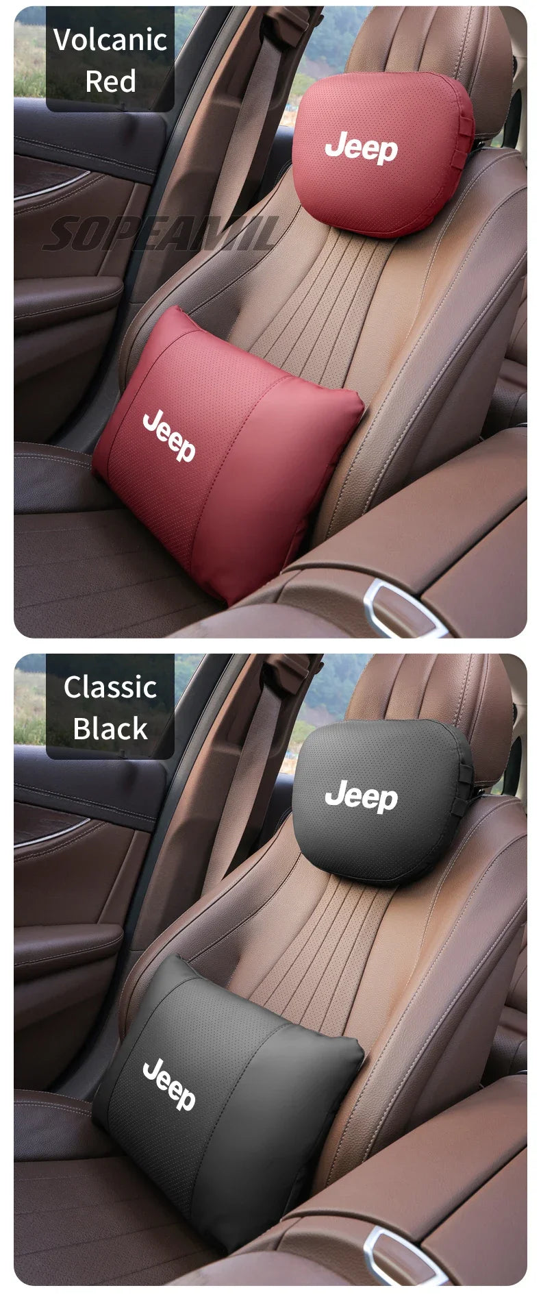 Car Suede Leather Headrest Seat Waist Cushion Pillow Jeep Patriot Commander Renegade Compass Grand Cherokee Wrangler Gladiator