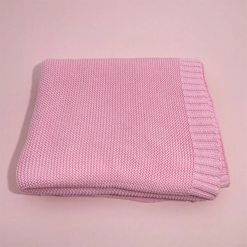 Personalized Embroidered Name Knitted Cotton Blanket Stroller Cover Kids Nap Blanket for Newborn Baby Shower Gift