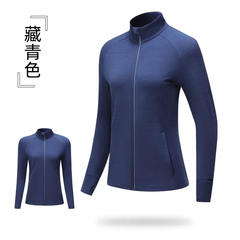 Men's Women's Marathon Running Training Jackets Thumb Holes Watch hole Stand collar Fitness Winter Jogging Training Zipper Coat