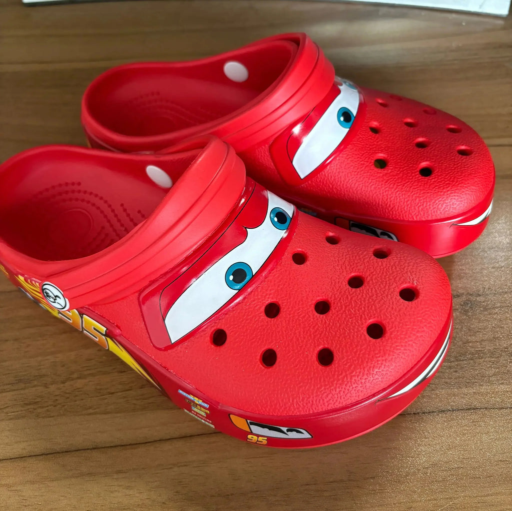 New Disney McQueen Pix Cartoon Solid Color Waterproof Anti Slip Hole Outdoor Sandals Casual Sandals Adult Anime Accessories