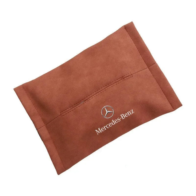 Car Tissue Box Suede Sun Visor Seat Back Hanging Bag For Mercedes Benz AMG W211 W204 W210 W203 CLA GLA GLS GLE Auto Accessories