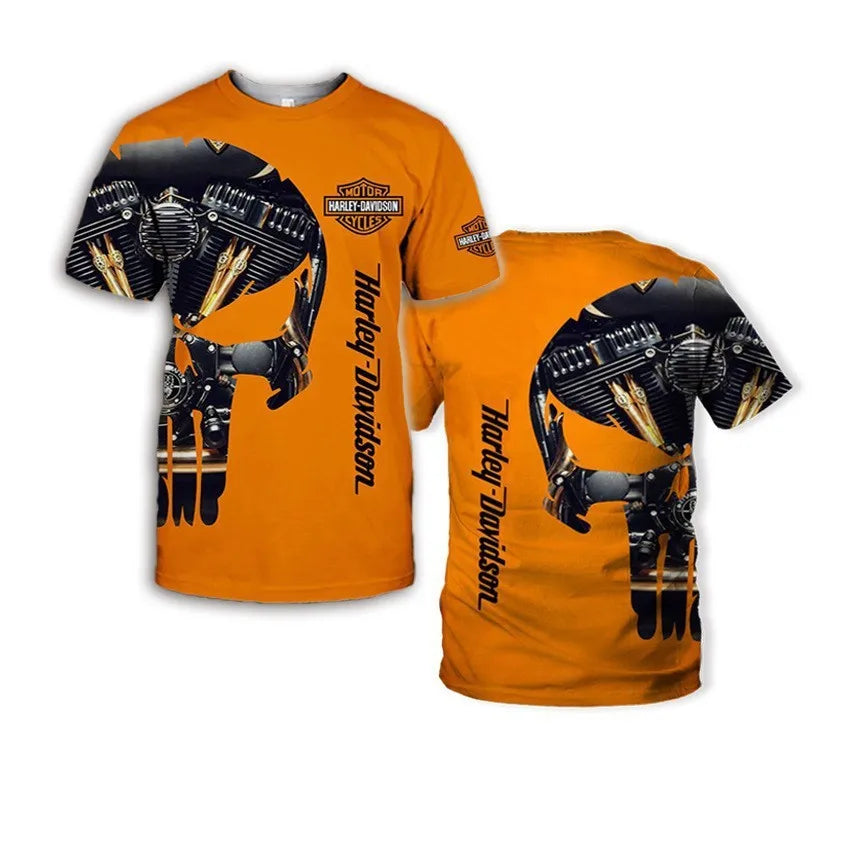 For Harley Davidson European and American Trend Street Motorcycle Tough Man Motorcycle Cotton Printed Short Sleeve High Quality