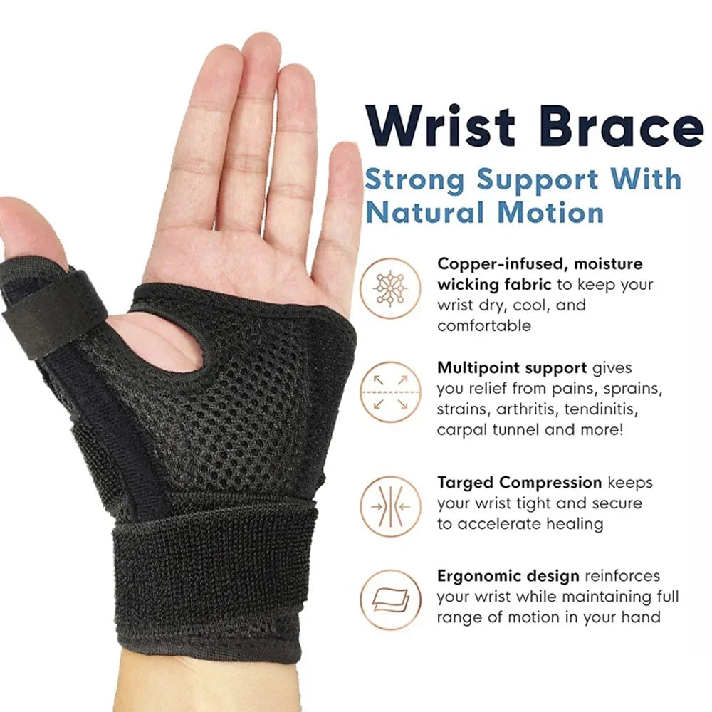 Flexible Splint Wrist Thumb Support Brace for Tendonitis Arthritis Breathable Thumb Protector Guard Fits Right and Left Hand