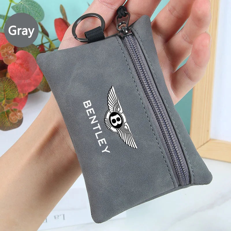 Portable Suede Car Key Bag Zipper Wallets Card Coins Pouchs For Bentley Flying Spur Continental GT Bentayga Mulsanne Accessories