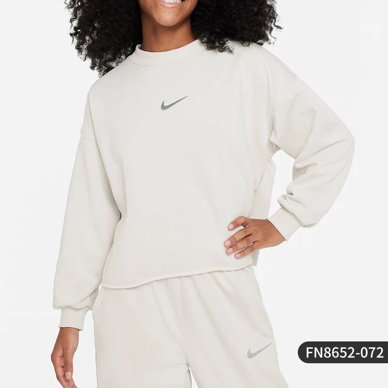 Nike Official Genuine 2024 New Kids' Sport Casual Round Neck Pullover Sweatshirt FN8652-072