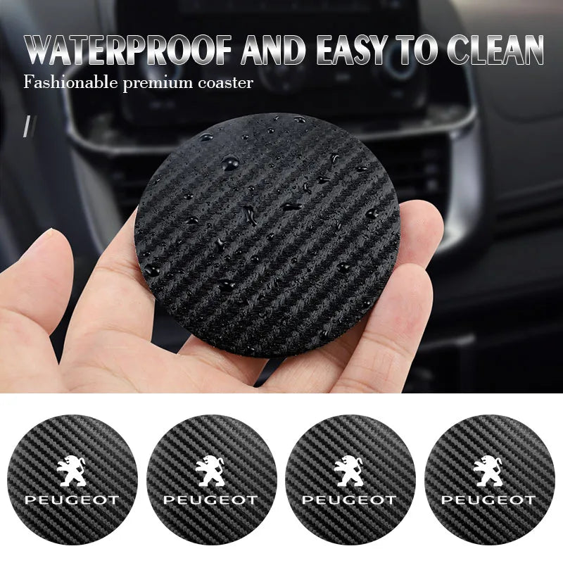 2Pcs Car coaster water anti slip pad silicone waterproof interior accessories For Peugeot 206 208 207 3008 308 2008 107 508 607