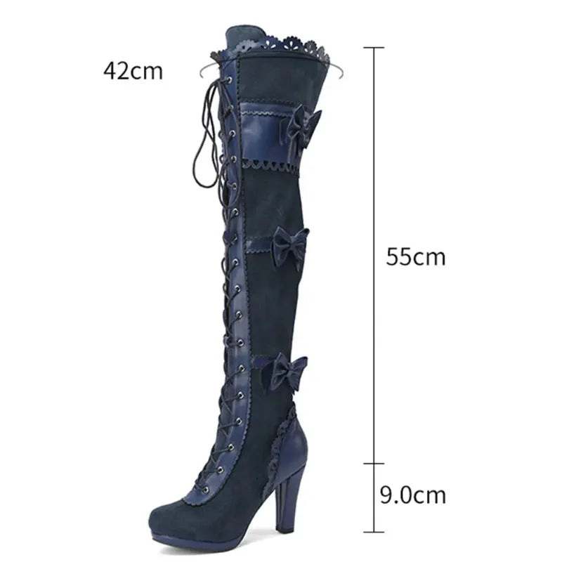 Women's Black Goth Over knee Boots