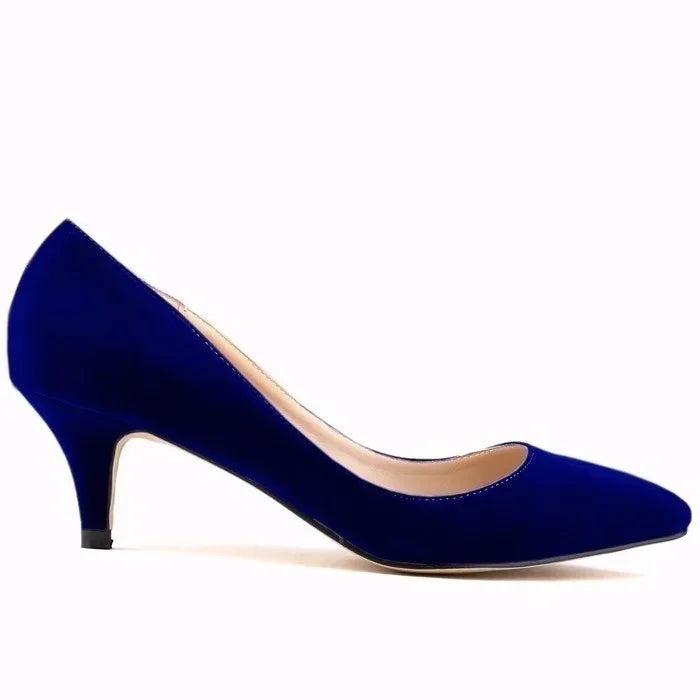 Large Size Women Solid Color Pumps Classic 5cm Low High Heels Breathable slip on Pointed Toe Stiletto Female Work Wedding Shoes