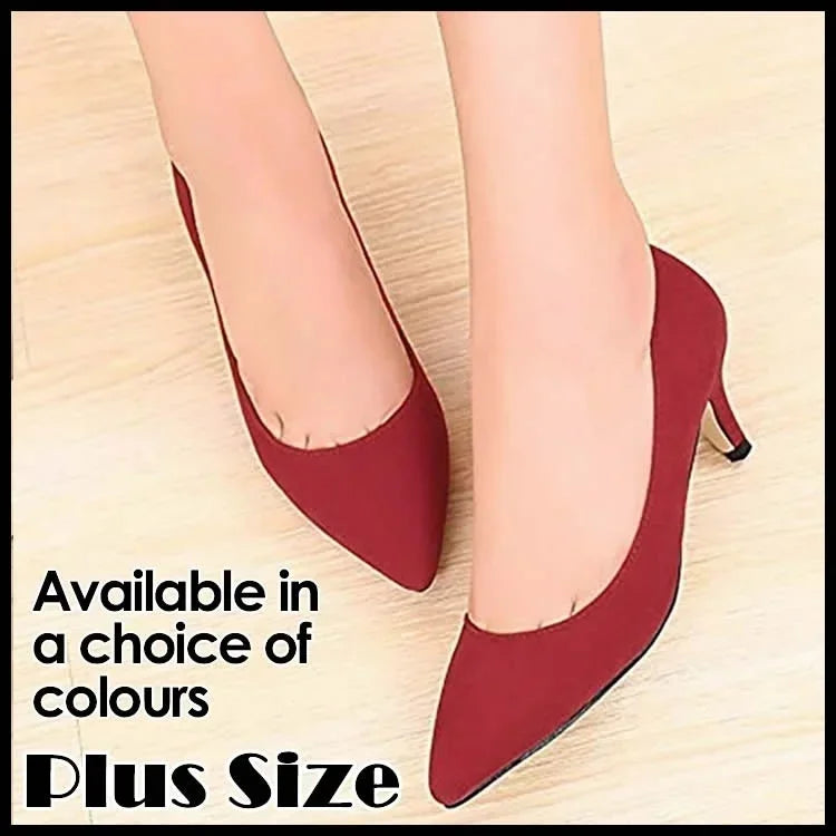 Large Size Women Solid Color Pumps Classic 5cm Low High Heels Breathable slip on Pointed Toe Stiletto Female Work Wedding Shoes