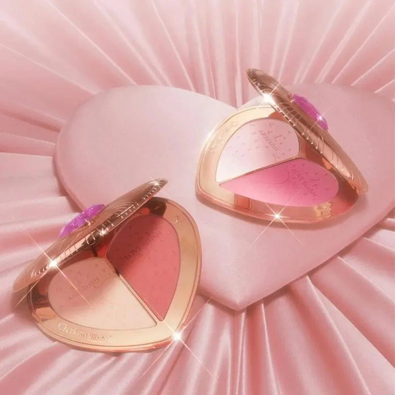 Charlotte Tilbury Shimmer Makeup Air Cushion Lightweight Moisture Oil Control Two Color Heart Shape Powder Blusher Unique Design