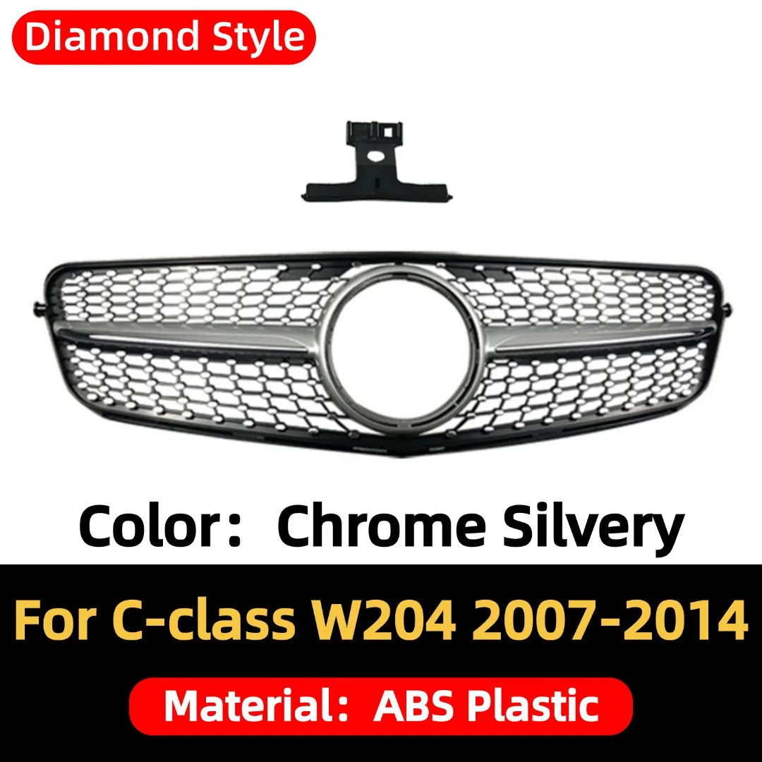 Front Bumper Grille Grill Tuning Accessories For Mercedes Benz C class W204 2007-2014 C180 C200 C250 C300 AMG GT Diamond Style