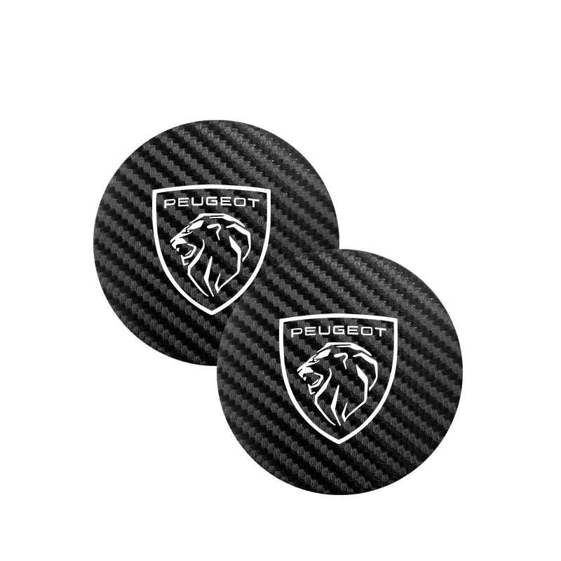 2Pcs Car Coasters Leather Water Cup Mat Auto Accessories For Peugeot 408 4008 308 3008 Rifter 5008 508 2008 208 301 RCZ 407 108