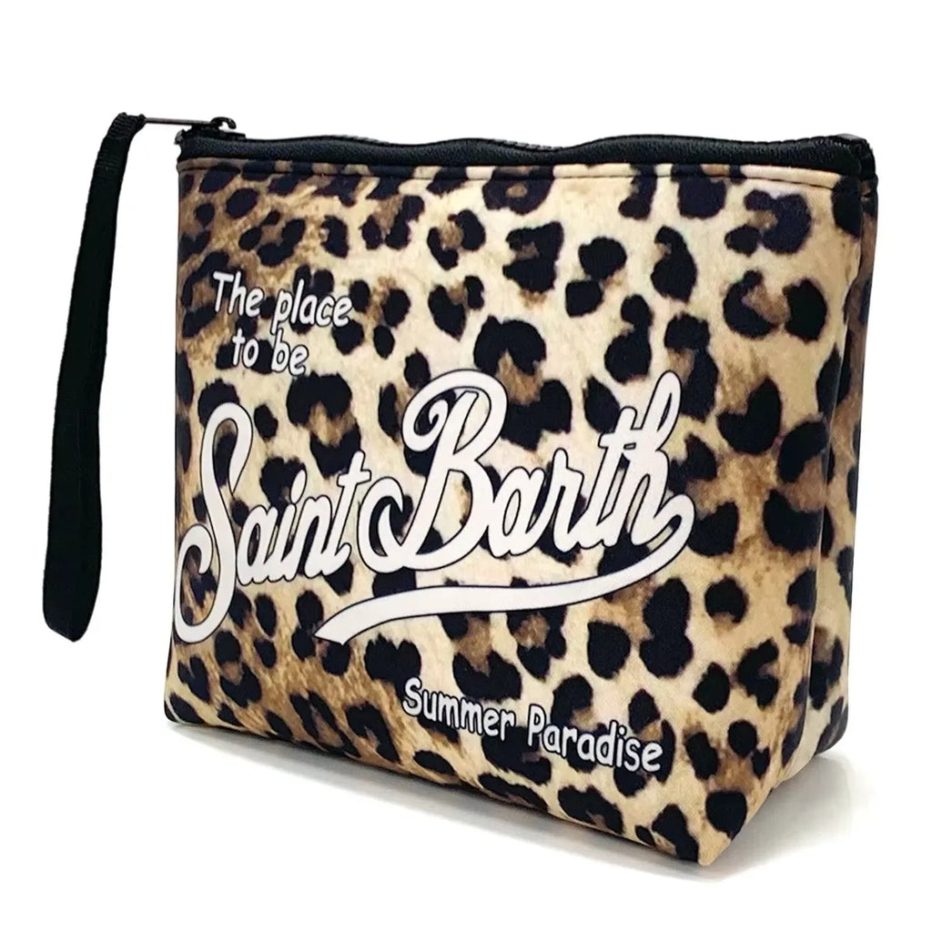 Fashion Quality New Handbag European American Clutch Bag Women's Handbag Leopard Canvas Diving Handbag Zero Wallet