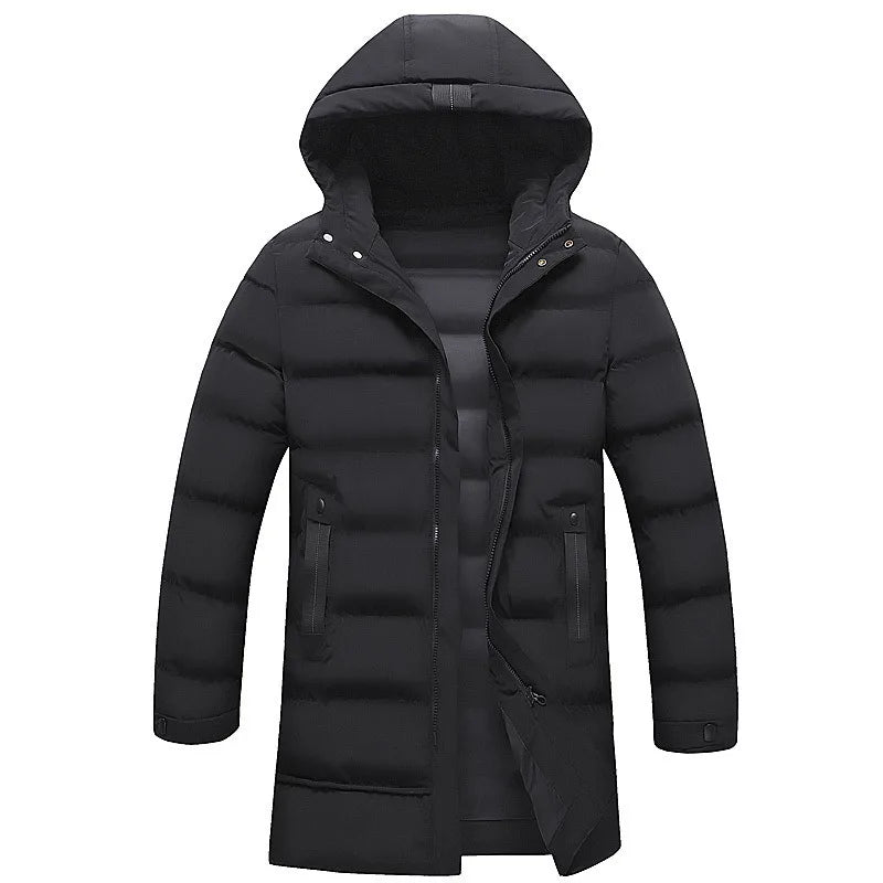 Mens Winter Coat Thickened Cotton Jacket Hooded Long Parkas Warm Windproof Outdoor Casual Jackets for Men Fashion 2025