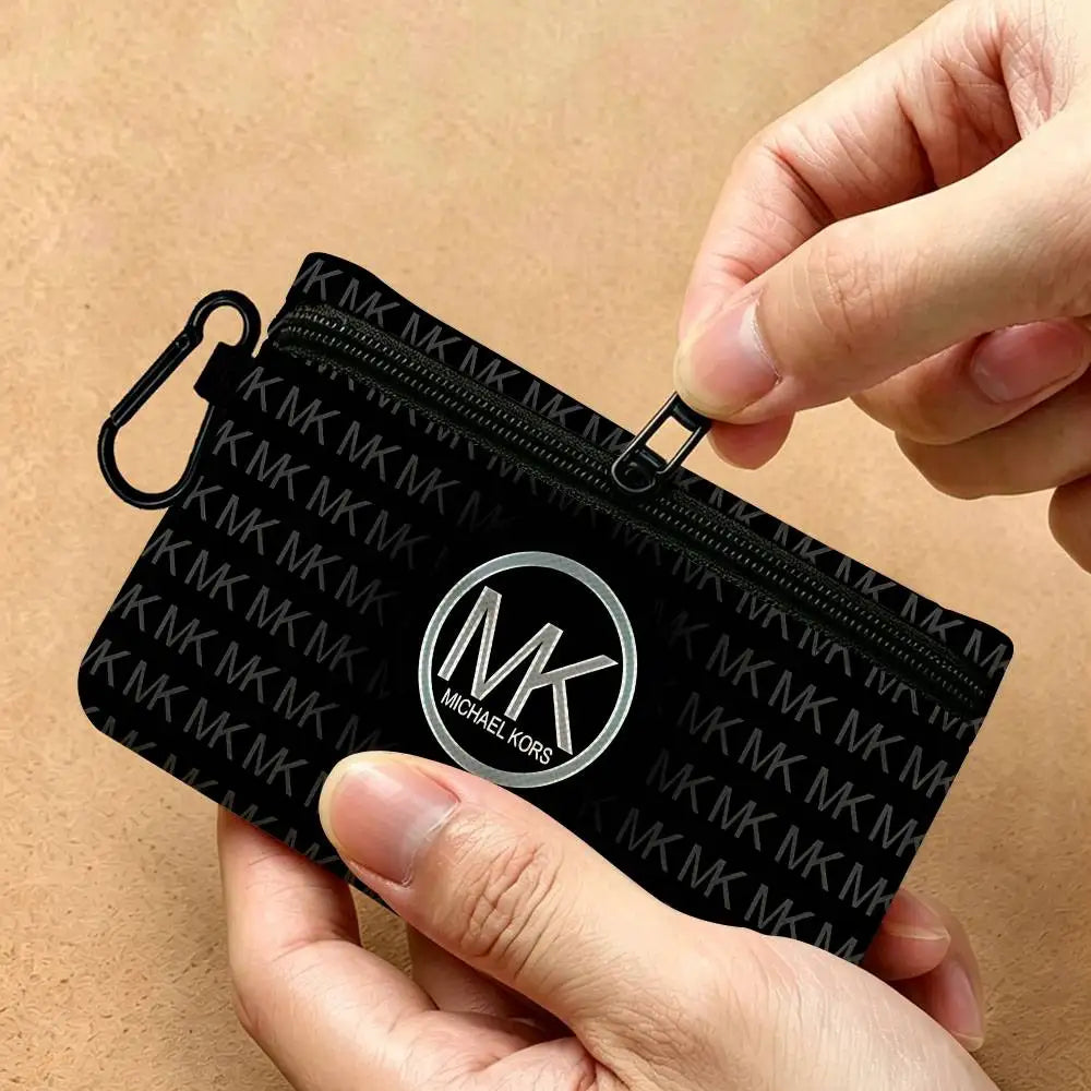 Fashion Luxury Brand M-Michael K-Kors Logo Lightweight Oxford Fabric Coin Purse Carabiner Hook Design Card Key Organizer Bag