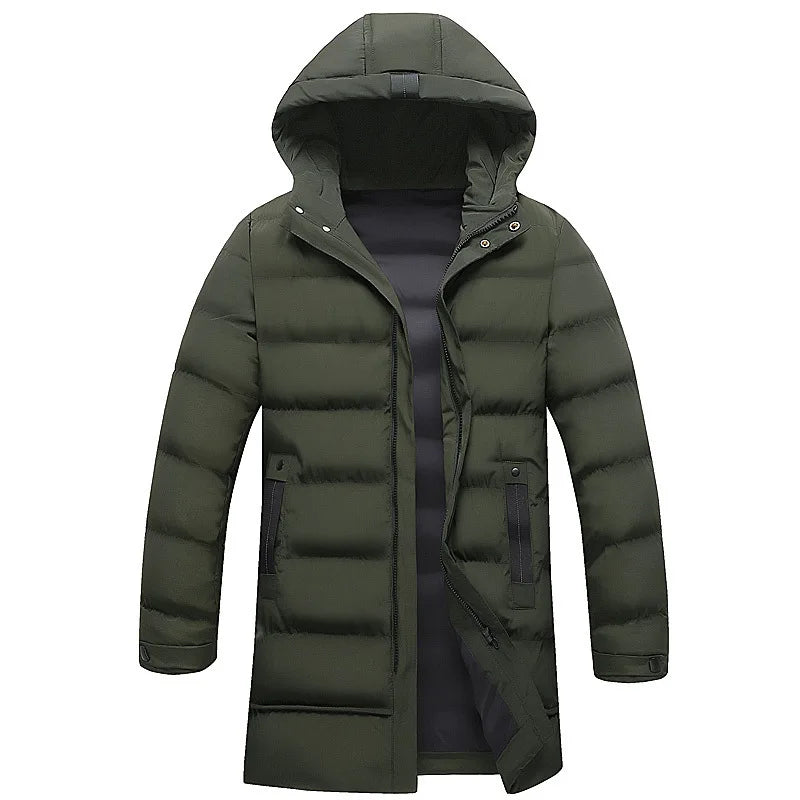 Mens Winter Coat Thickened Cotton Jacket Hooded Long Parkas Warm Windproof Outdoor Casual Jackets for Men Fashion 2025