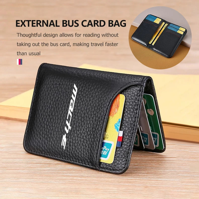 For Mustang PU Leather Man Women Travel Passport Holder Credit Card Holder Case Wallet Shelby GT GT500 GT350 Convertible Mach-E