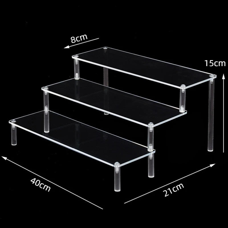 1-5 Tier Acrylic Display Stand Clear Display Riser Rack for Cupcake Perfume Doll Décor Organizer Amiibo Funko POP Figures DC05
