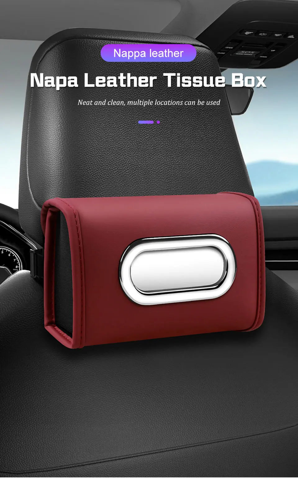 for Baojun 510 730 360 560 RS-5 530 630 Wuling Hongguang S Leather Car Tissue Bag Seat Back Hanger Kleenex Case Visor Napkin Box