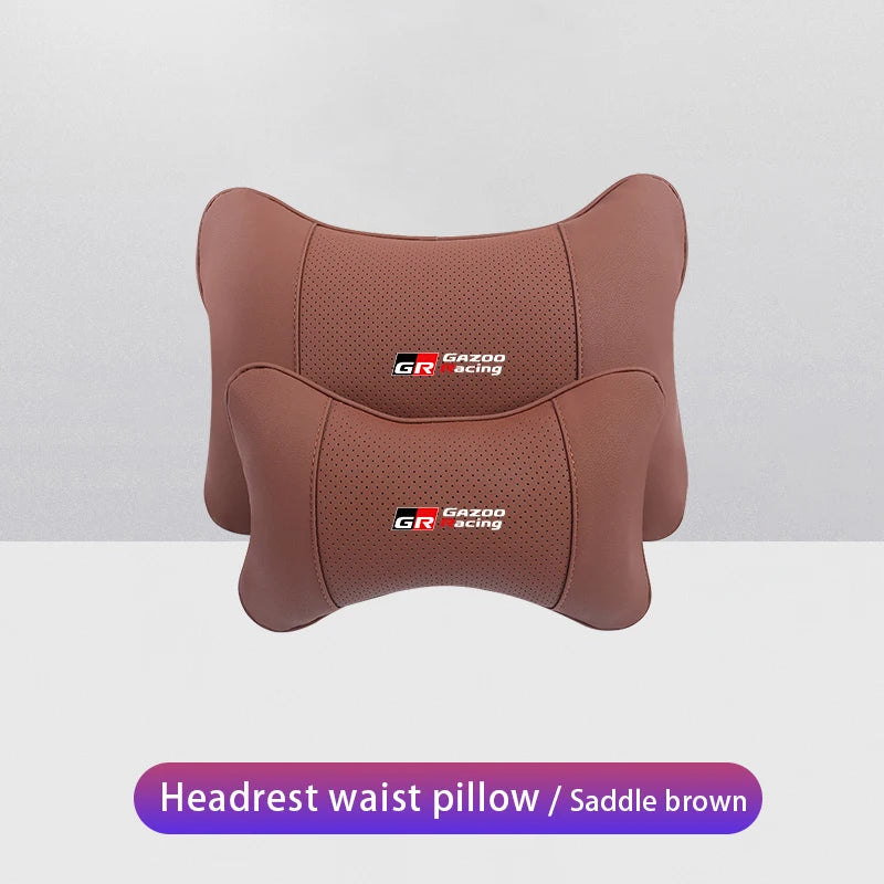 Leather Car Headrests Lumbar Pillows Auto Neck Pillows For Toyota Supra Aygo Prado RAV4 Hilux Yaris Corolla 4Runner Camry Avalon