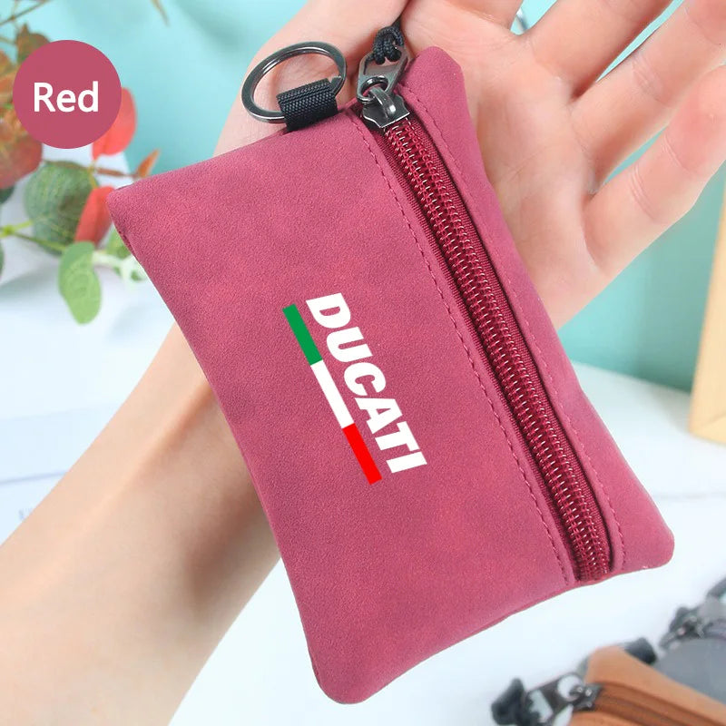 Portable Suede Motorcycle Logo Key Bag Wallets Coins Card Pouch For Ducati Panigale Diavel V2 Scrambler MONSTER 695 696 795 1200