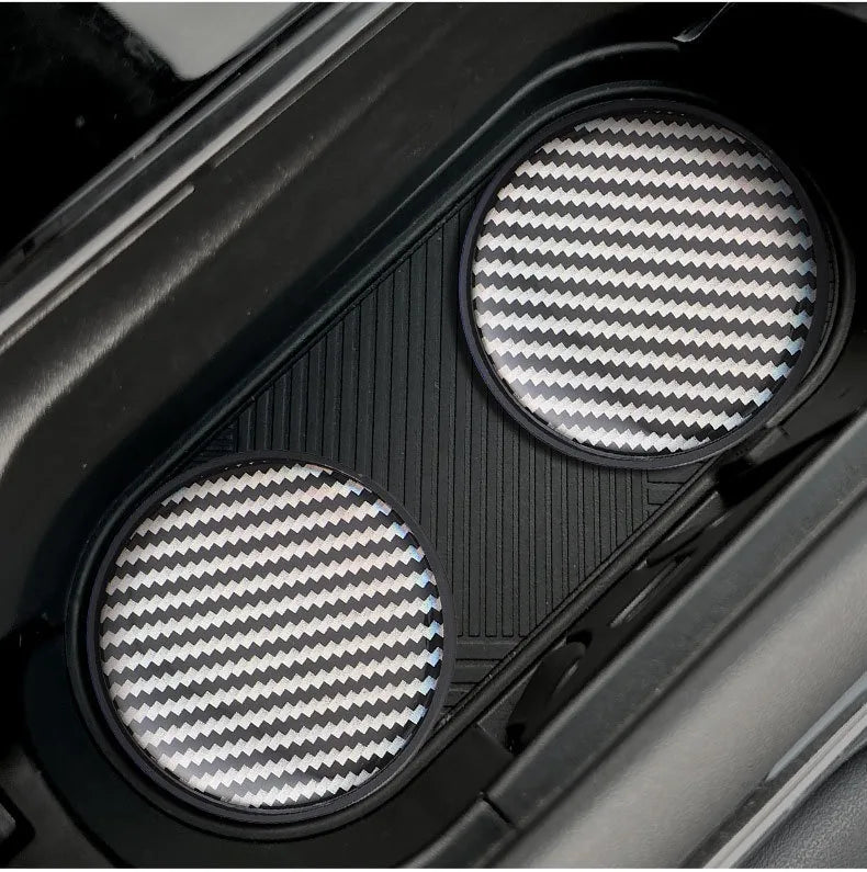 2PC Car Water Cup Pad Non Slip Coaster Drinks Mat For Abarth Punto 124 500 595 695 500X 500e Car Interior Auto Accessories