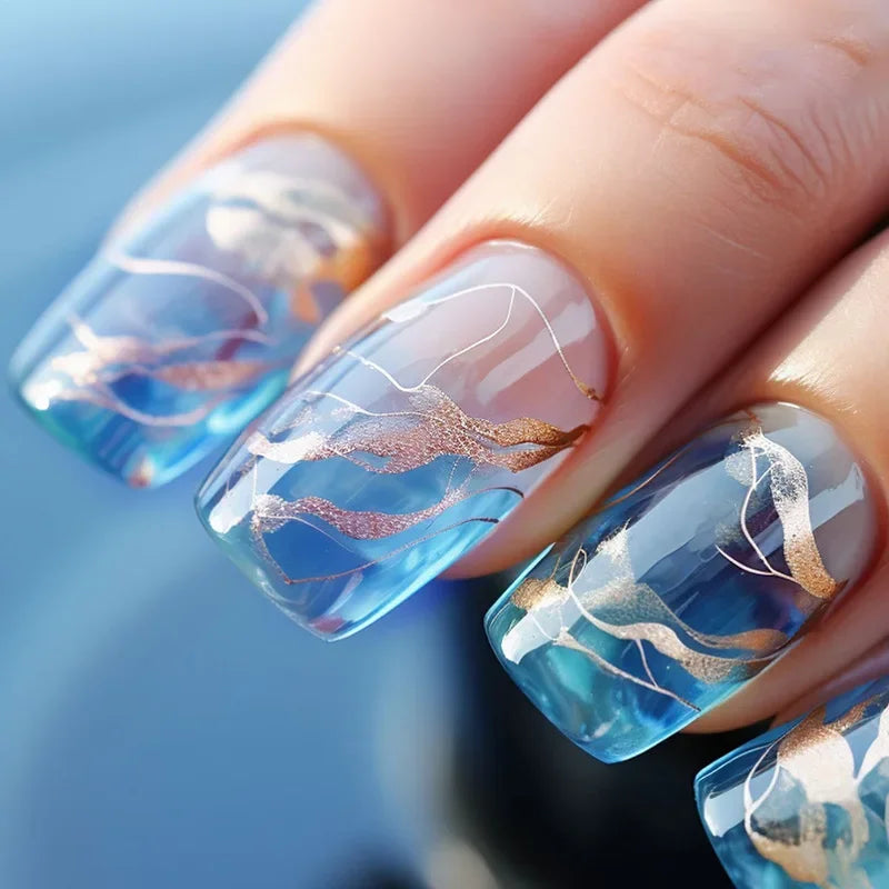 24Pcs/Set Sweet Love Fake Nail with Gradient French Press on Nails Reusable Short Full Cover Nail Tips for Women Wholesale