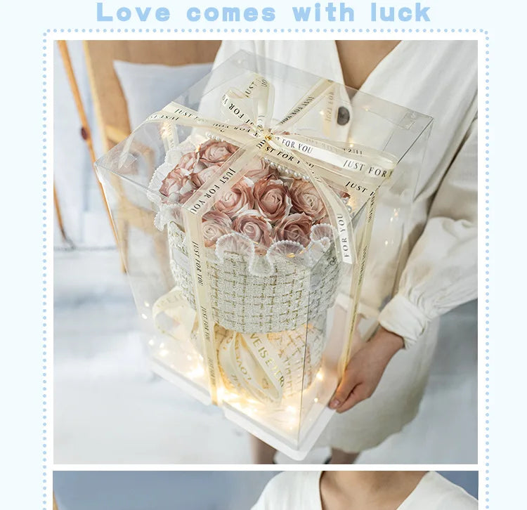 Eternal Soap Rose Bouquet Birthday Gift for Girlfriend Wife and Best Friend Birthday Gift Artificial Flowers Gift Box Bouquet