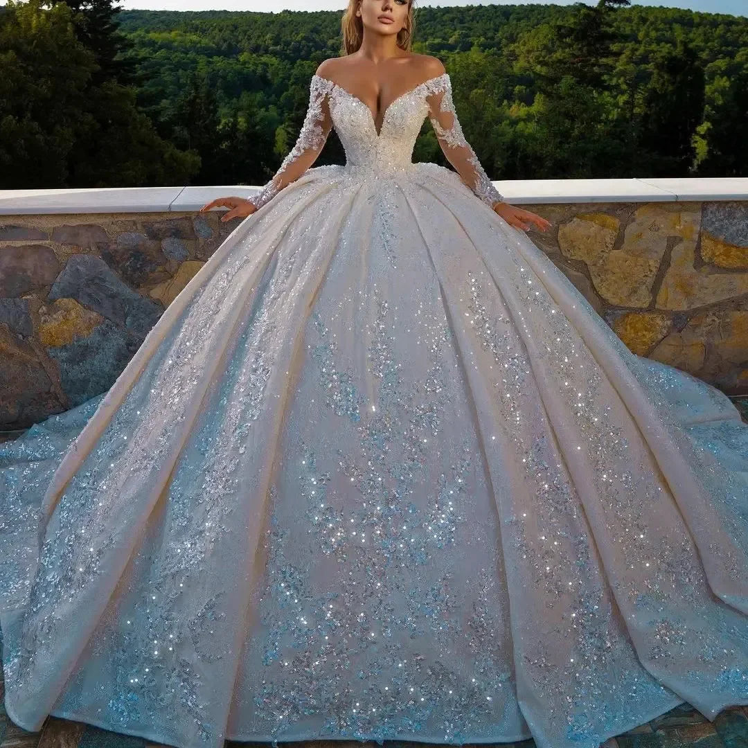 custom off shoulder wedding dress