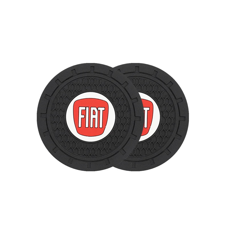 2Pcs Car Logo Silicone Water Cup Pad Cushion For Fiat Abarth 500 Tipo FR Panda Argo Freemont Viaggio Bravo Punto Doblo Pulse