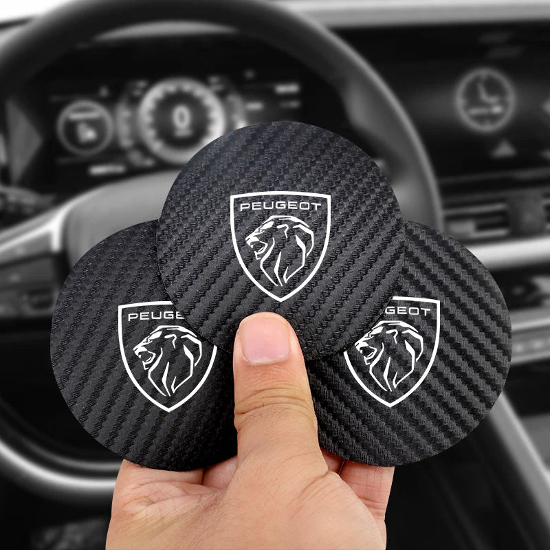 2Pcs Car coaster water anti slip pad silicone waterproof interior accessories For New Peugeot 206 208 207 3008 308 2008 107 508