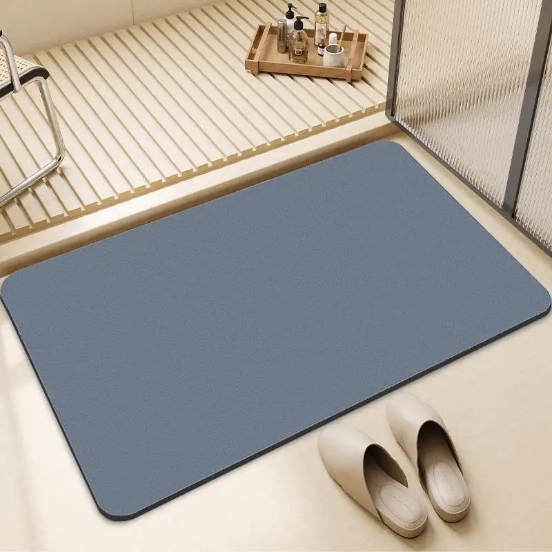 Green Diatomite Bath Mat Non-Slip Quick Dry Super Absorbent Shower Mat Washable Bathroom Mat