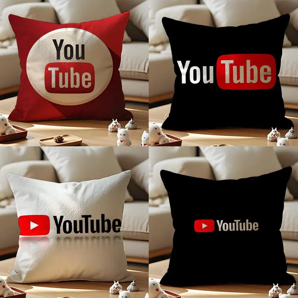 YouTube Cushion Cover Anti-dustmite Pillowcase Invisible Zipper Silky Short Plush Sofa Cushion Cover