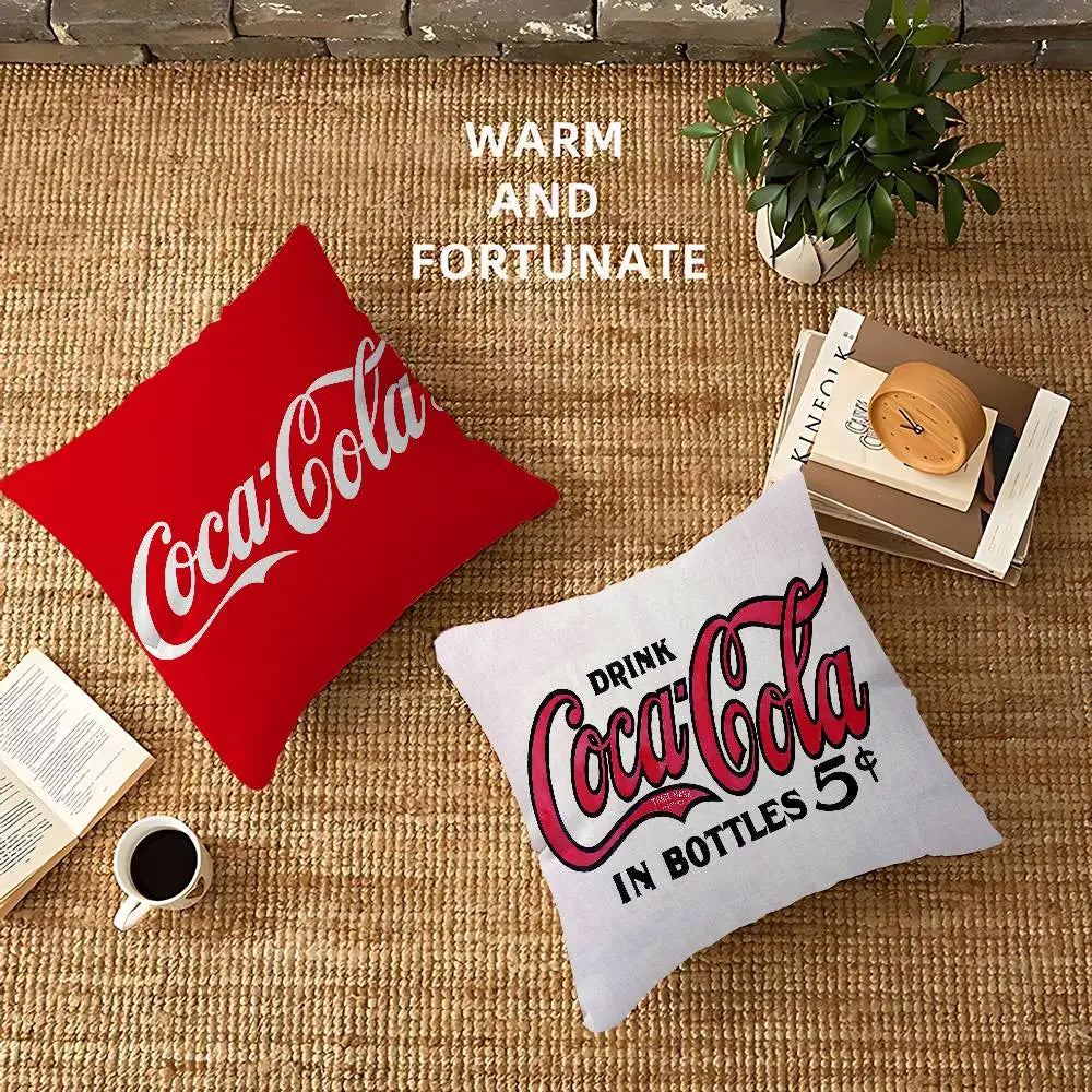C-Coca C-cola Vintage Logo Pillow Cushion Cover Pillowcase Living Room Sofa Home Decor Customized