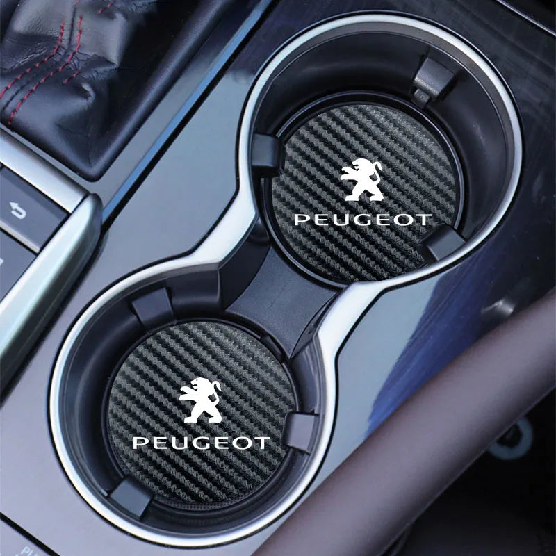 2Pcs Car coaster water anti slip pad silicone waterproof interior accessories For Peugeot 206 208 207 3008 308 2008 107 508 607