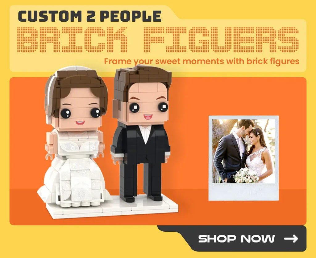 Just Perfect Wedding Dress And Suit For Bride And Groom Customizable Round Head 2 People Custom Brick Figures Wedding Character