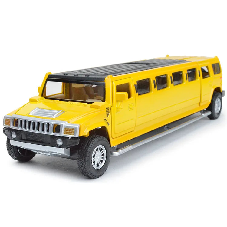 1:32 Alloy Lengthen Hummer Limousine Car Model Metal Diecasts Vehicles With Sound Light Pull Back Car Collection Toys Kids Gifts