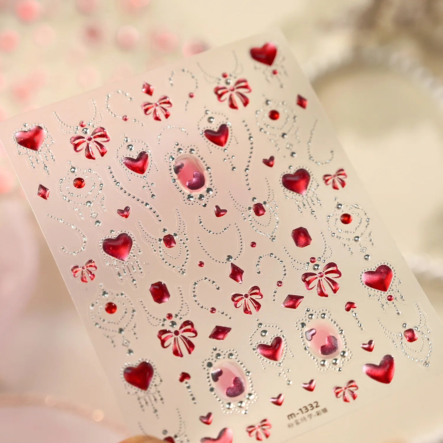 Spring Strawberry Vine 5D Nail Art Stickers Garden Fresh Red Strawberry Green Leaves Flower Cherry Branch Bow Nail Decals DIY
