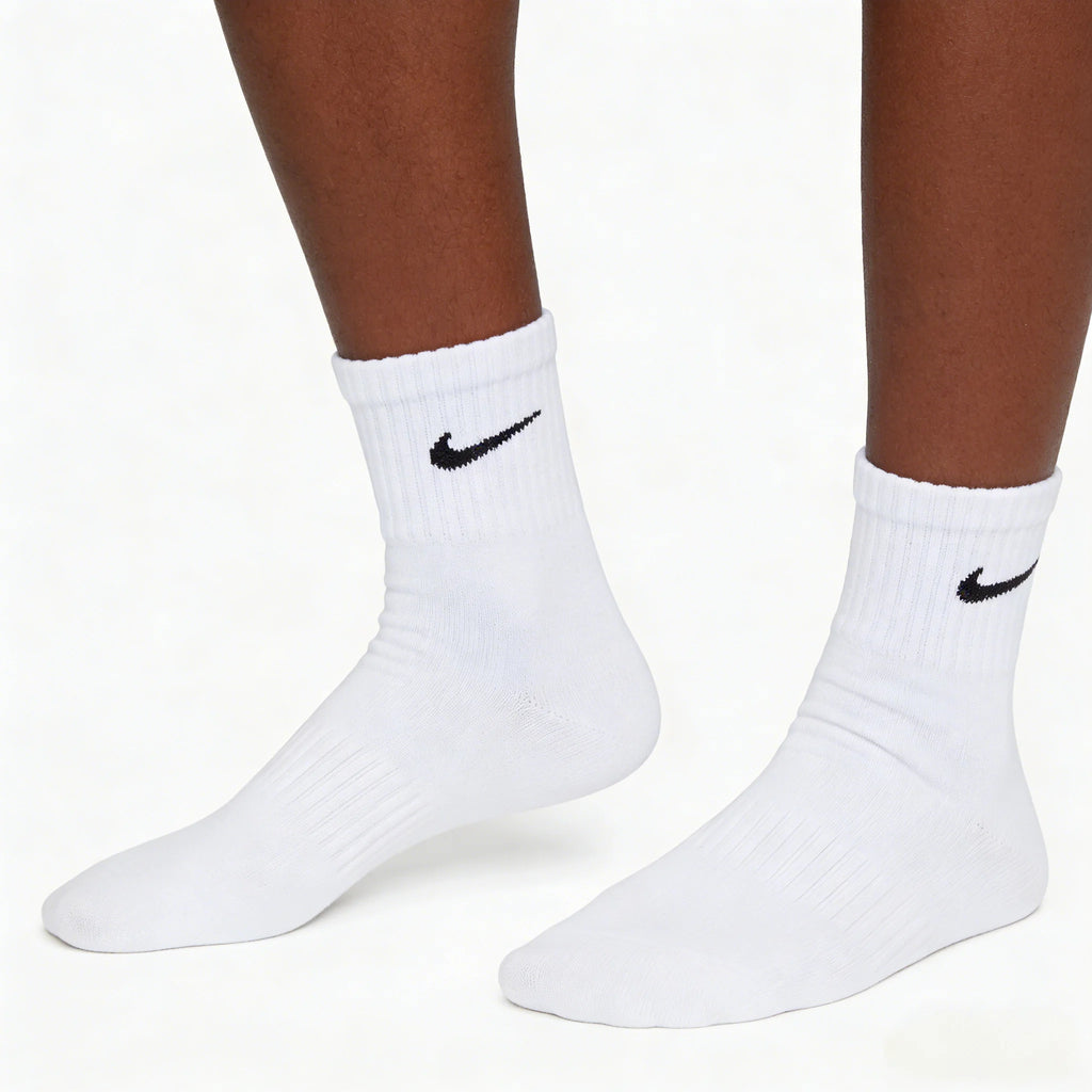Nike Casual Cushioned Mid-Cut Basketball Socks Unisex Combo Pack White SX7667-100